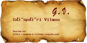 Gáspári Vilmos névjegykártya